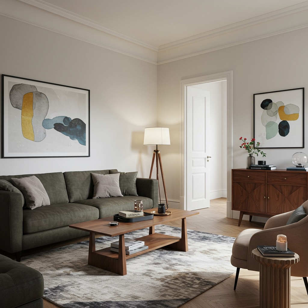 Optimal camera angle showing room corner and layout