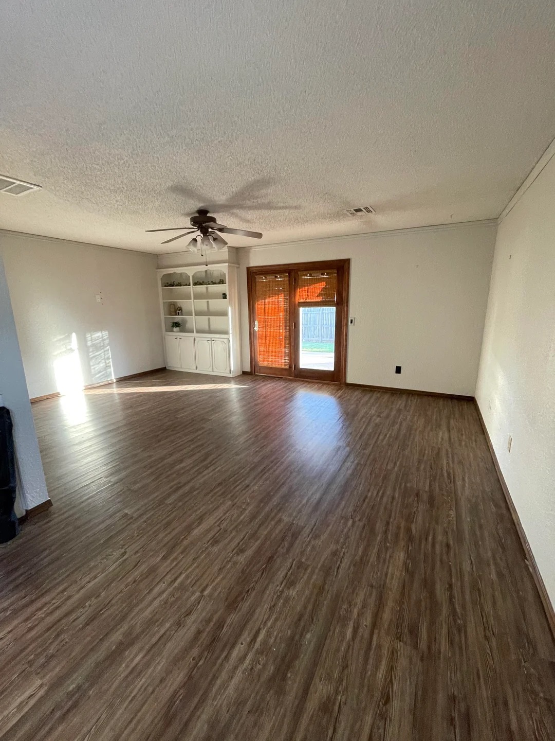 Before: Awkward Long Living Room Layout