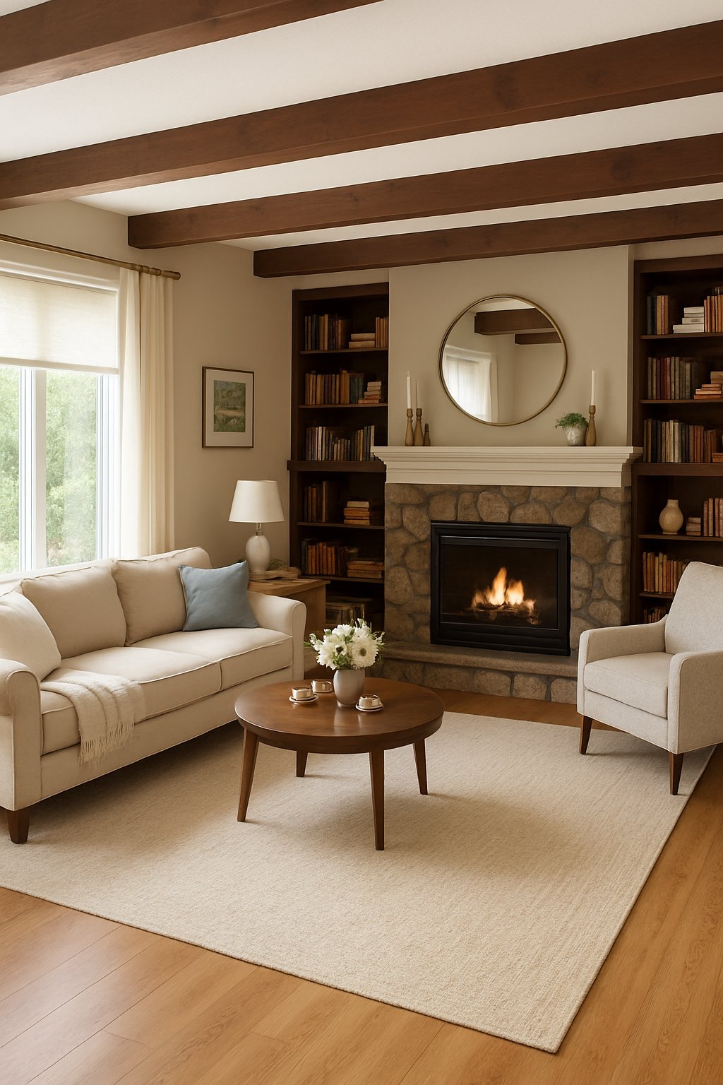 AI-Generated Stone Fireplace Transformation